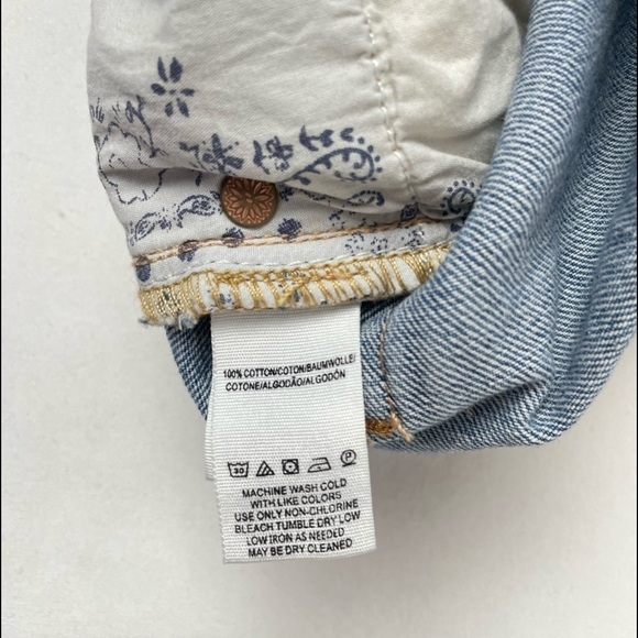 Free People We The Free Blossom Distressed Rigid Skinny Jeans in‎ Blue Size 28 - Picture 10 of 13